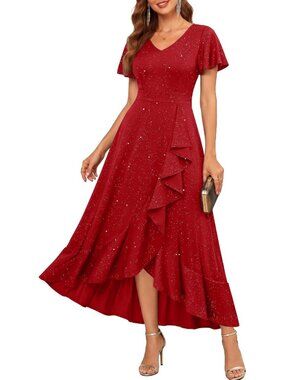 Glamorous Sequin High Low Cocktail Dress | Women's Evening Party Dress